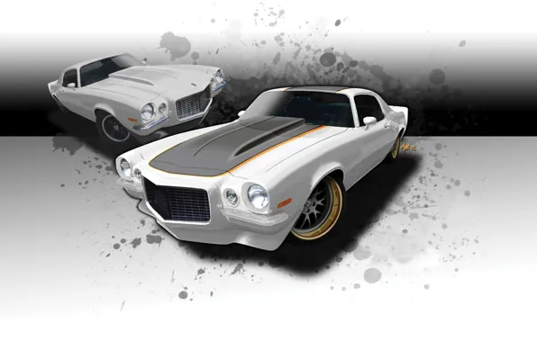 Chevrolet, капот, 1971, Camaro SS, диски, Шевроле Камаро, Tuning, Muscle car