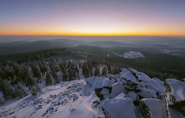 Ice, sunrise, summit