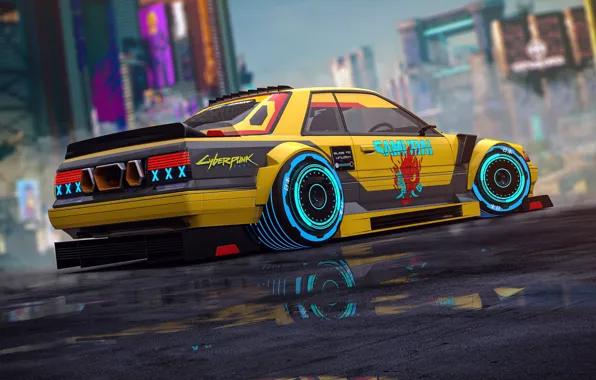 Желтый, Nissan, Fantasy, Art, Style, Skyline, Neon, Yellow