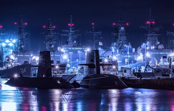 Ночь, Япония, база, военно-морская