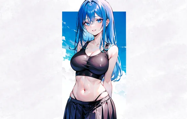 Kawaii, girl, hot, sexy, boobs, blue, anime, blue eyes