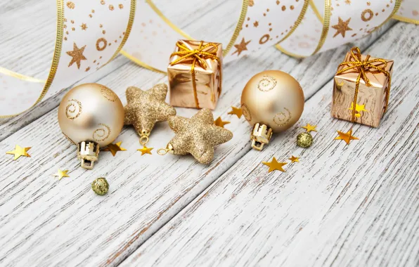 Украшения, шары, Новый Год, Рождество, лента, christmas, balls, wood