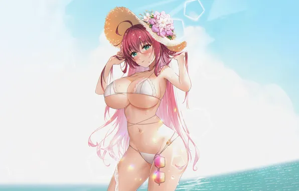 Girl, sexy, long hair, boobs, anime, beautiful, erotic, breasts