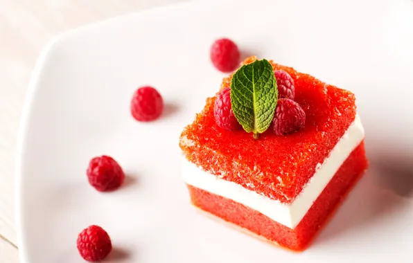 Малина, крем, десерт, cream, milk, vanilla, panna cotta