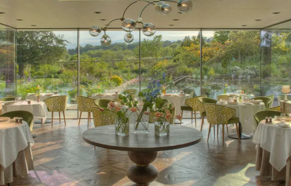 Интерьер, ресторан, отель, помещение, Sussex, Gravetye Manor Hotel, Vowels Lane, West Hoathly