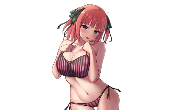 Girl, sexy, wet, cleavage, pink hair, boobs, anime, blue eyes