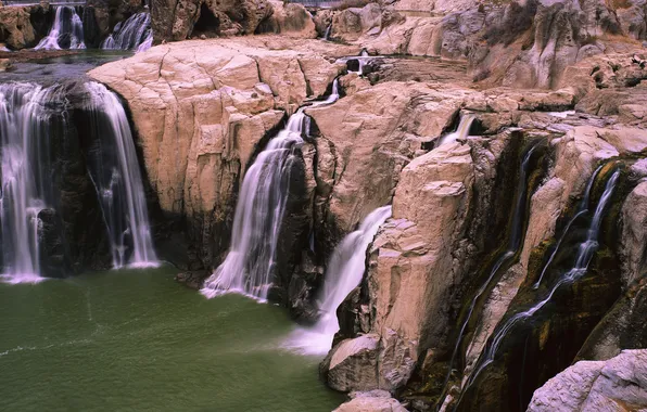 Картинка камни, водопад, landscape, горная река