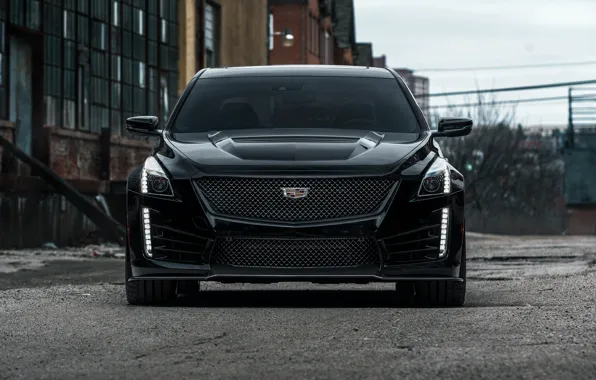 Картинка Cadillac, Muscle, CTS-V, Front, Black, Lights, Face