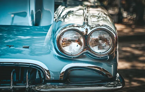 Картинка Corvette, Chevrolet, light, vintage car, radiator grille