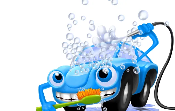 Картинка car, машина, пена, вода, пузырьки, абстракция, арт, машинка