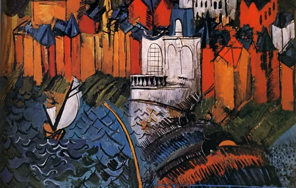 New York, 1912, Huile sur Toile, Raoul Dufy, Voilier Е Sainte-Adresse, Sailing ship With Sainte-Adresse, …