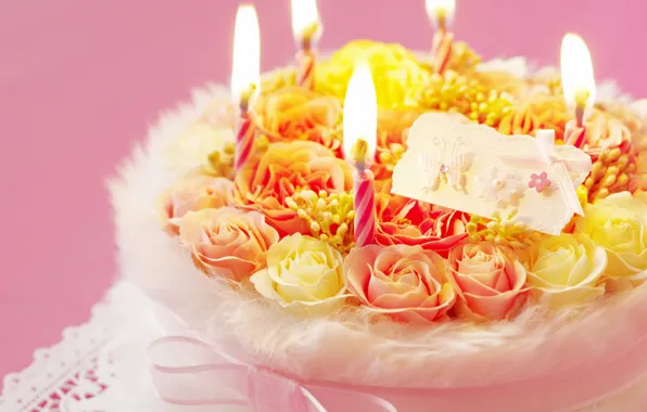 Картинка день рождения, праздник, романтика, свечи, торт, Romantic