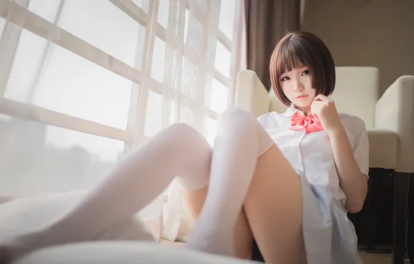 Взгляд, секси, поза, ножки, азиатка, sexy, жест, legs