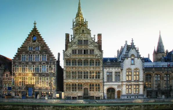 Картинка фото, дома, Бельгия, Gent, окна город