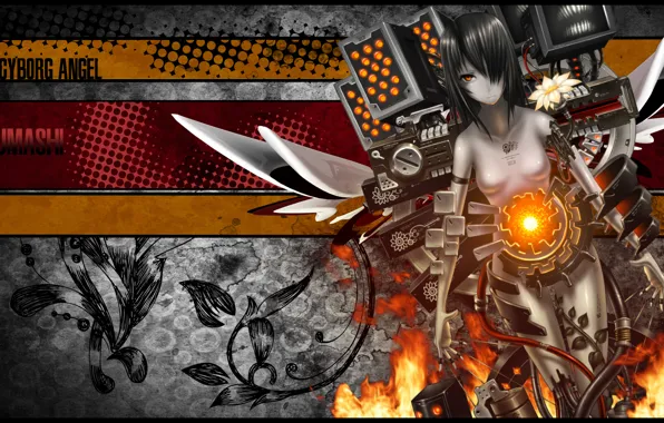 Картинка девушка, киборг, cyborg angel, uzumashi