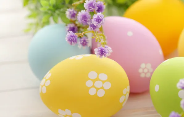 Картинка Пасха, лента, flowers, spring, Easter, eggs, decoration, Happy