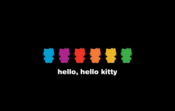 Картинка цвета, черный фон, Hello Kitty, китти