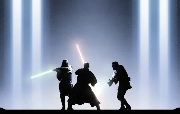 Картинка star wars, Darth Maul, jedi, Obi-Wan Kenobi, Qui-Gon Jinn, Звёздные войны. Эпизод I: Скрытая угроза, …