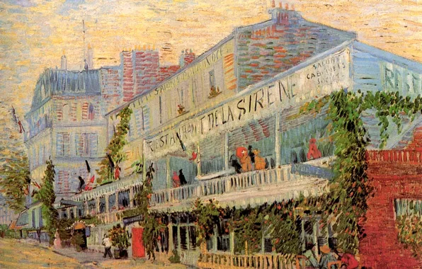 Картинка Paris, Vincent van Gogh, балконы, Restaurant de la Sirene at Asnieres