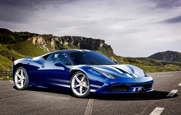 Фары, тюнинг, суперкар, Italia, передний бампер, Ferrari 458 Speciale, широкая сине-белая полоса, аэродинамический
