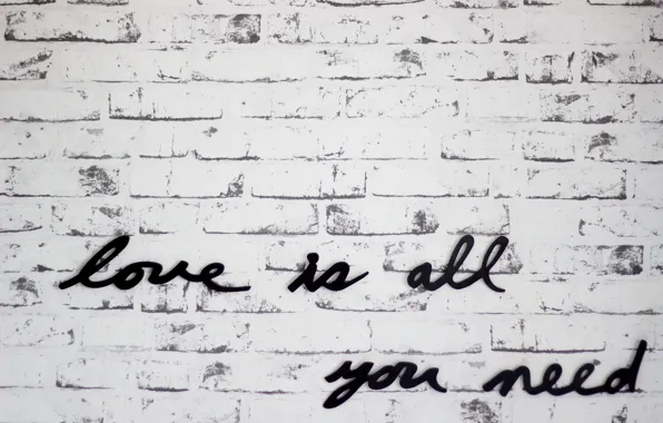 Картинка текст, буквы, стена, love is all you need