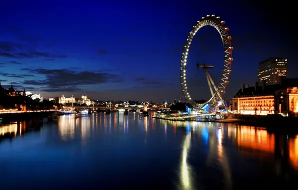 Картинка река, лондон, колесо