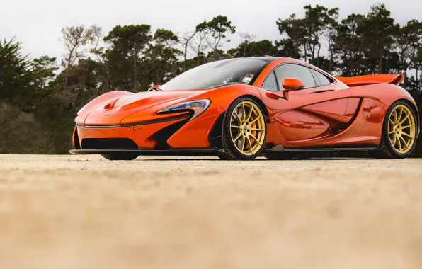 Картинка wheels, gold, orange, mclaren