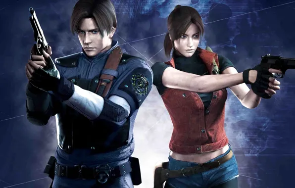 Girl, gun, pistol, game, weapon, woman, Resident Evil, man