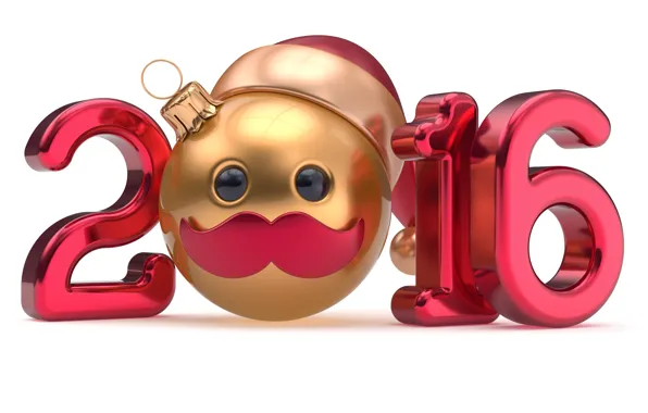 Новый Год, цифры, smiley, New Year, ball, Happy, 2016