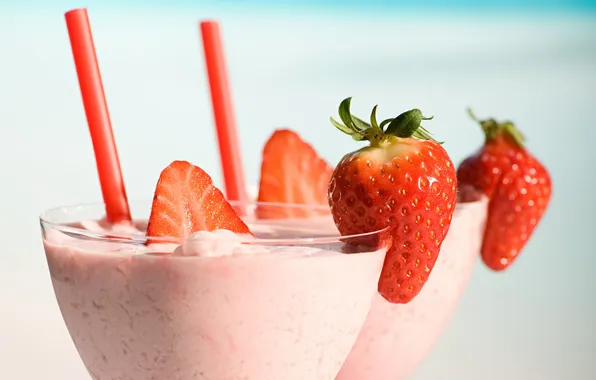 Картинка клубника, коктейль, десерт, strawberry, cocktail, dessert, milkshake, fresh berries
