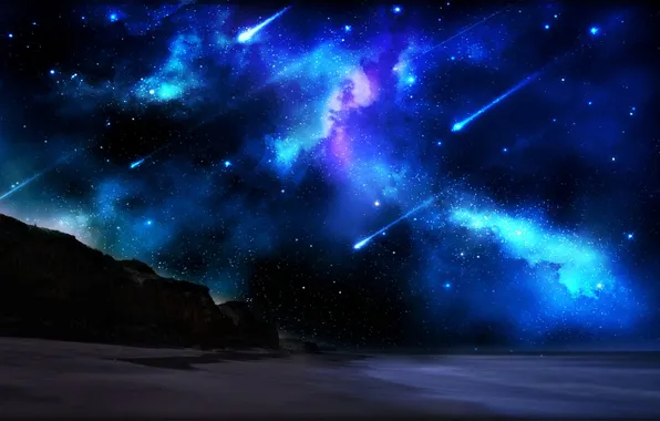 Space, sky, landscape, stars
