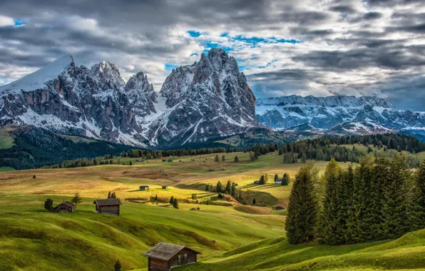 Trees, Italy, home, Mountains, Hills