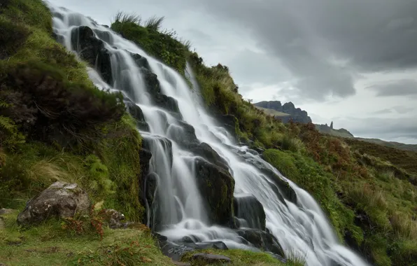 Горы, водопад, Шотландия, речка, Scotland, Skye, Highland