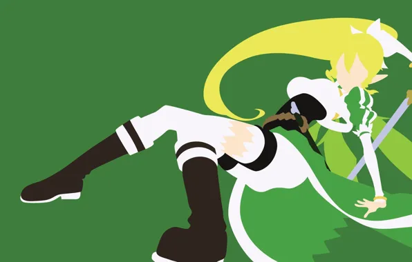 Green, sword, game, anime, fairy, beautiful, pretty, blonde