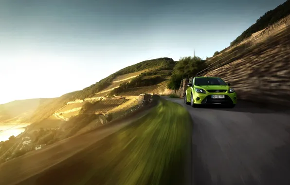 Дорога, форд, в движении, Ford Focus RS