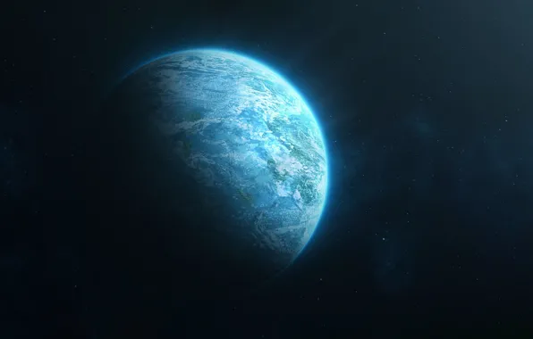 Звезды, Планета, Космос, Space, Art, by Evan Dalen, Evan Dalen, Blue Planet