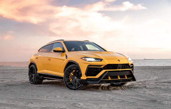 Пляж, закат, вечер, Lamborghini, Vorsteiner, кроссовер, Urus, 2019