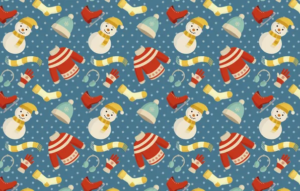 Фон, Рождество, Новый год, снеговик, christmas, background, pattern, merry