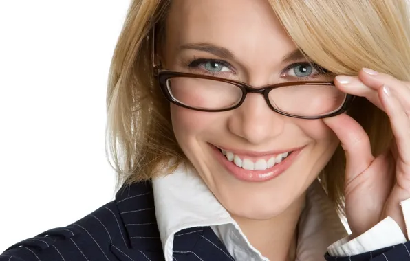 Smile, Blonde, Woman, Glasses, Hair, Business woman, Yeyes, Gray yeyes