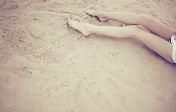 Картинка песок, пляж, лето, ноги