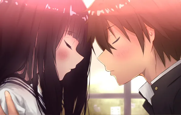 Романтика, девочка, парень, двое, Hyouka