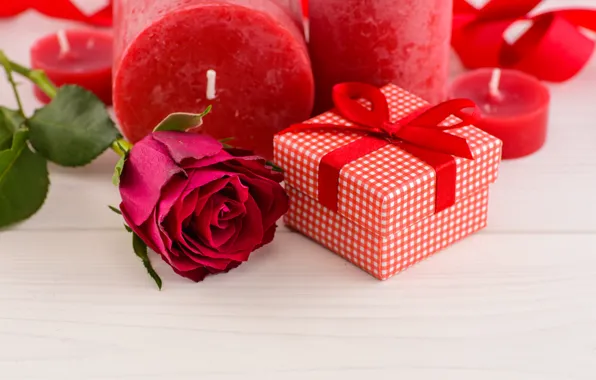 Картинка любовь, подарок, розы, свечи, красные, red, love, flowers