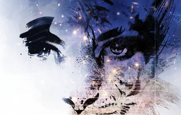 Girl, texture, tiger, galaxy