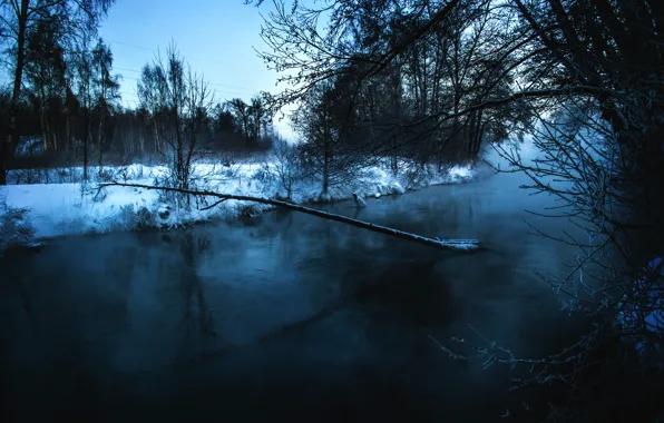 Ночь, природа, Зима, россия