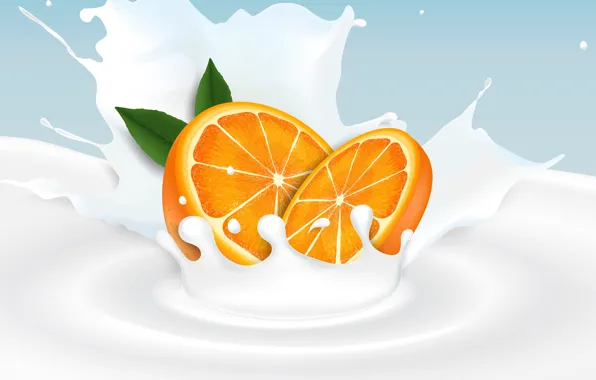 Картинка фон, апельсин, молоко, цитрус