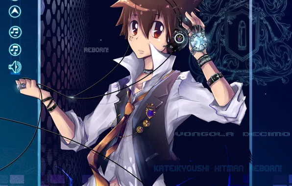 Аниме, арт, парень, Sawada Tsunayoshi, Katekyo Hitman REBORN!