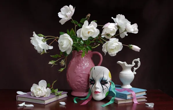 Картинка цветы, маска, натюрморт