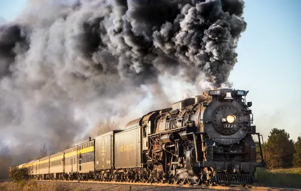 Картинка дым, паровоз, железная дорога