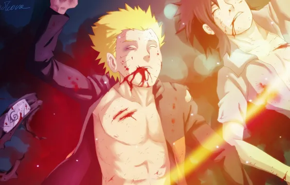 Кровь, повязка, боль, Art, naruto, anime, uchiha sasuke