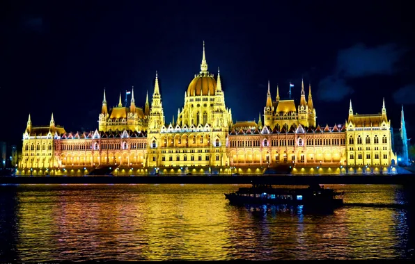 Ночь, night, Венгрия, Hungary, Будапешт, Budapest